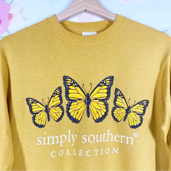 Simply Southern Yellow Mustard Graphic Long Sleeve Crewneck Shirt S - Picture 2 of 11